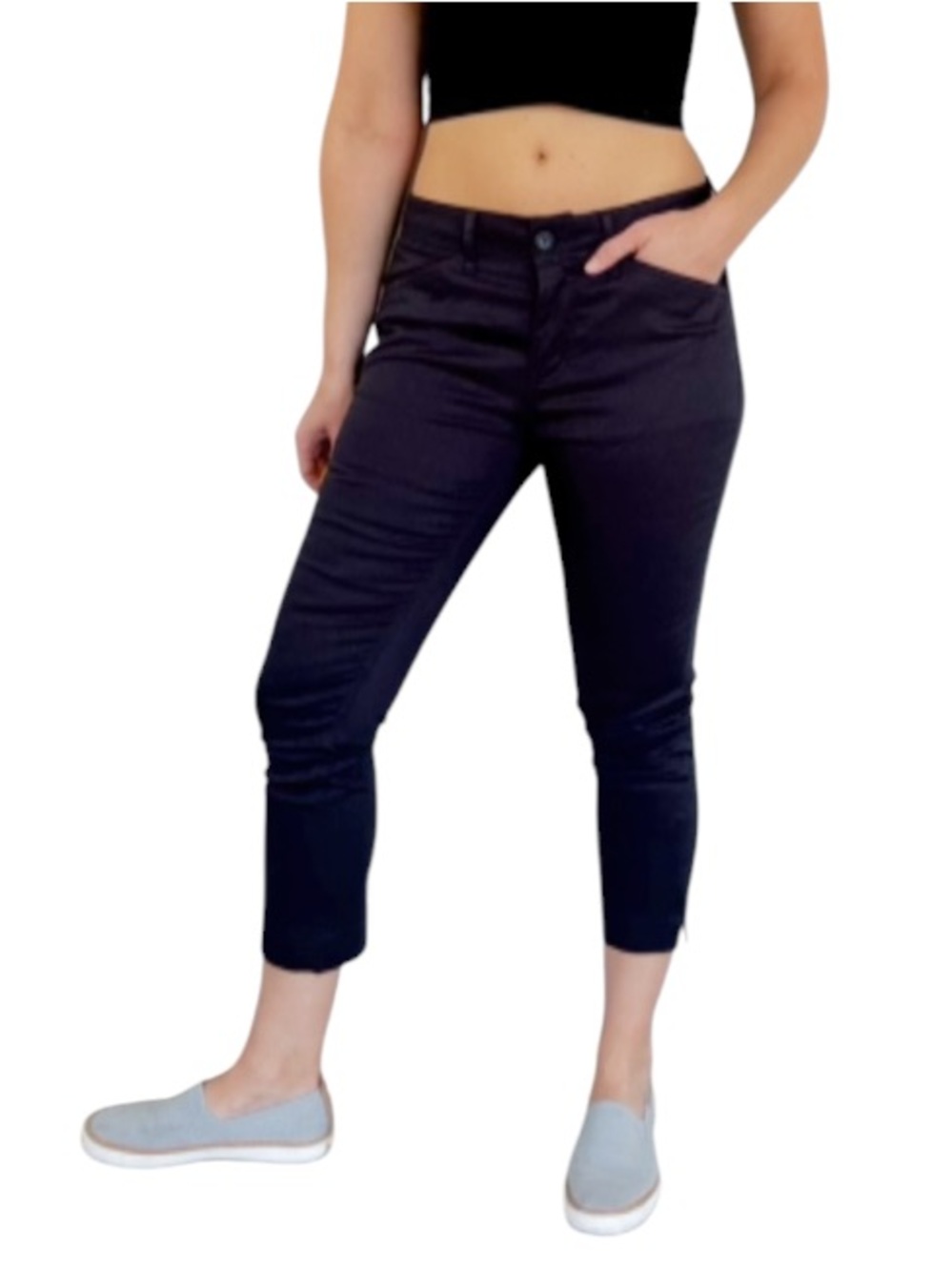 Liquid Yachtwear navy skinny fit stretch twill easy care crop pants size 3